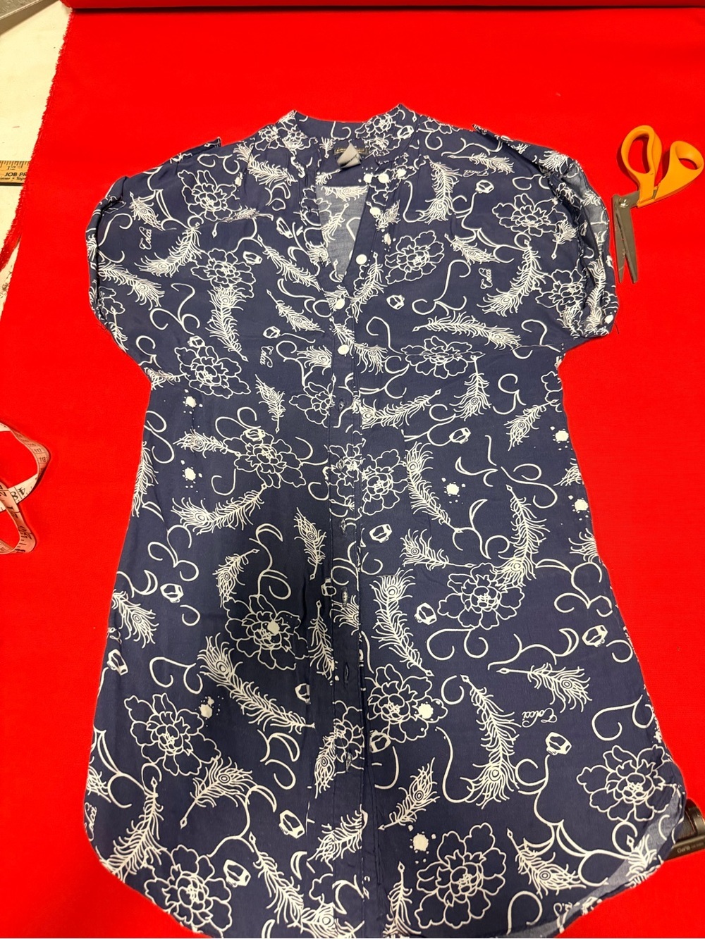 Colcci 100% viscose Navy Blue Floral Button-Front Tunic